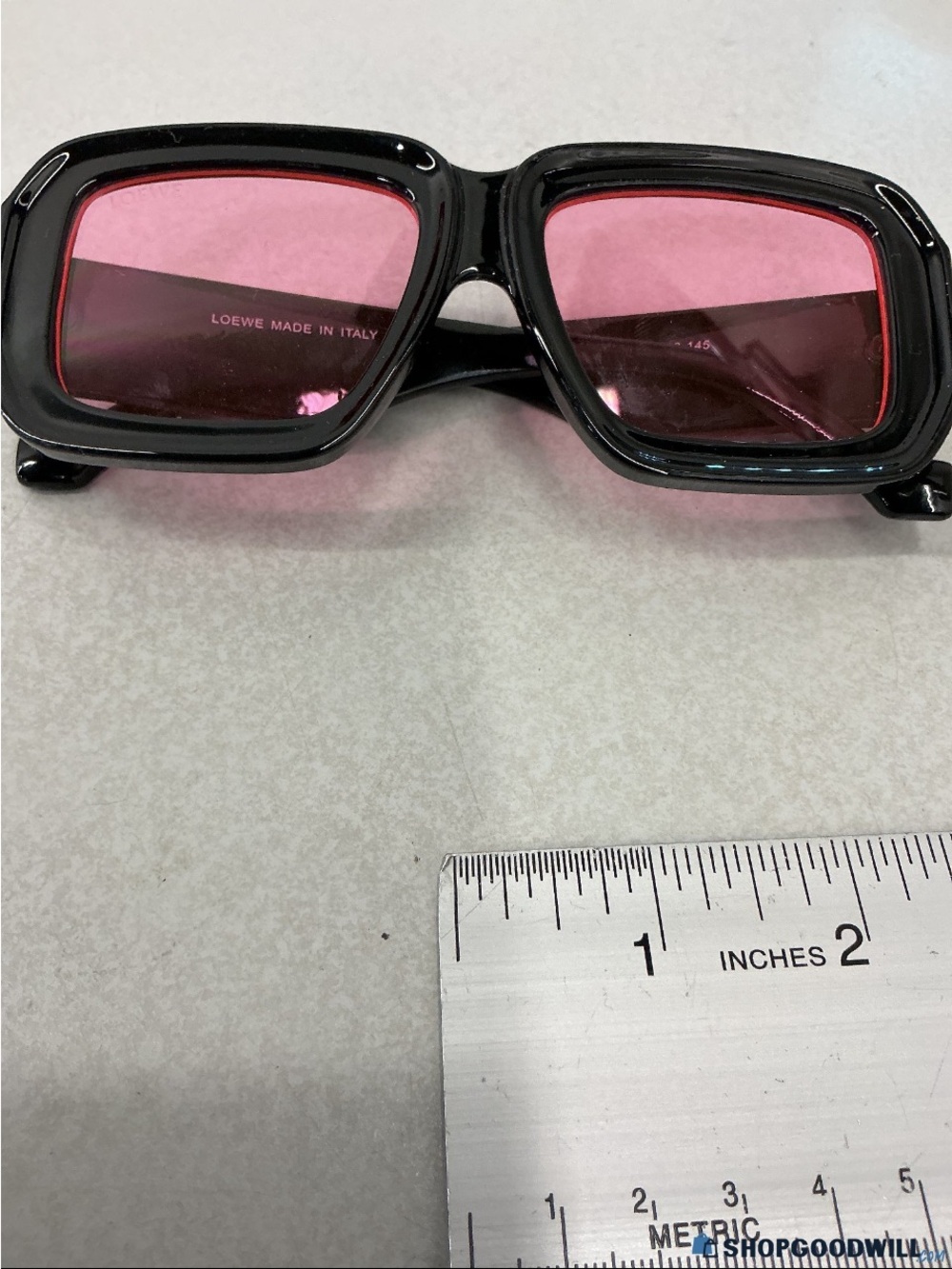 Loewe Black Frame Sunglasses with Pink Lenses